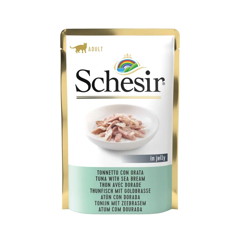 Zertifiziert Schesir Thunfisch mit Goldbrasse 85g Beutel Katzennassfutter